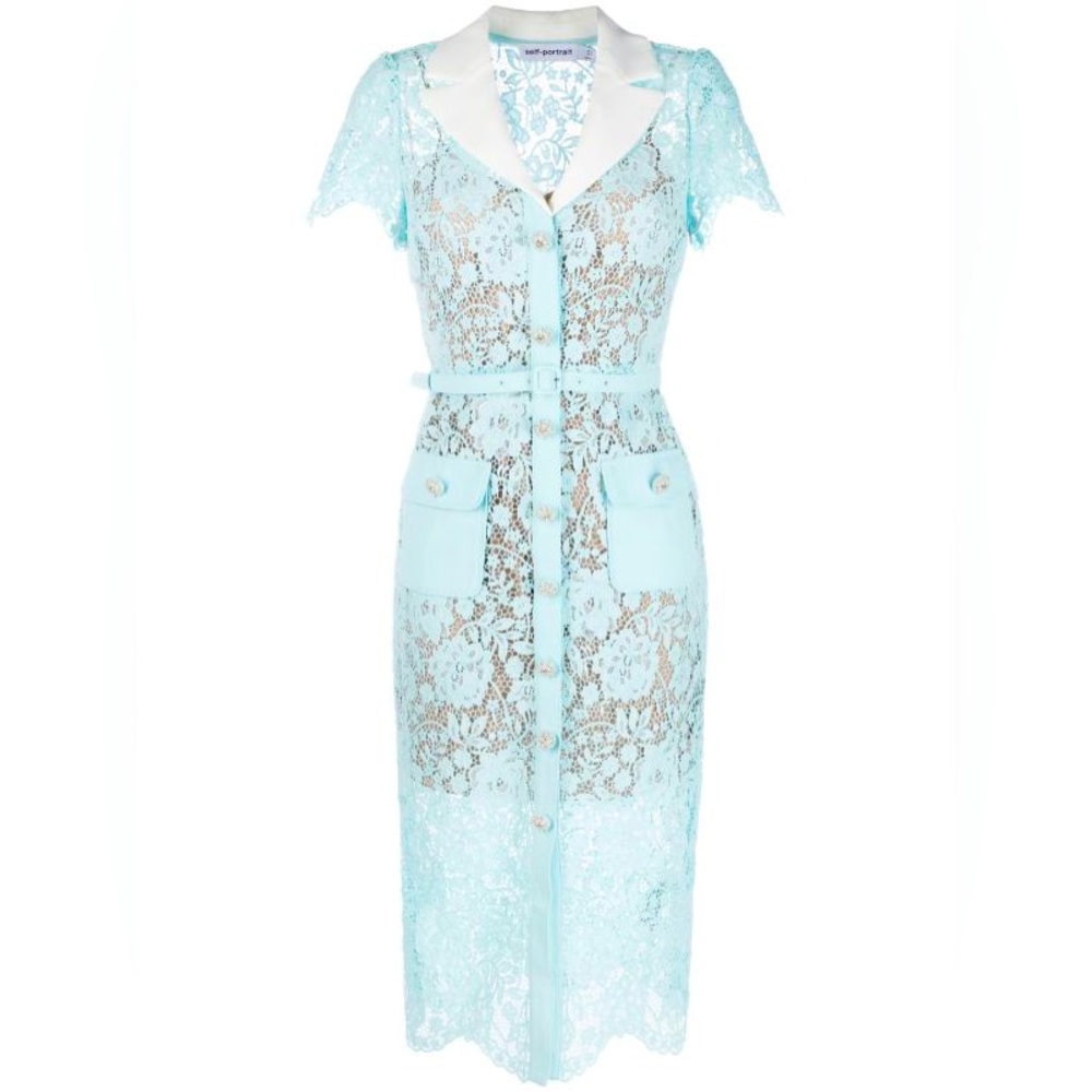 Self-Portrait Lace Midi Shirt Dress